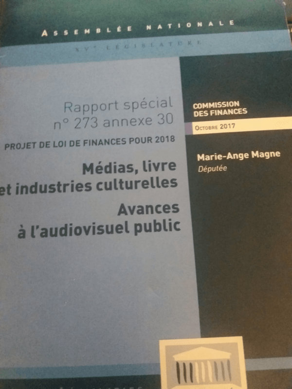 Rapport spécial de la mission « Médias, livre, industries culturelles » pour le projet de loi de finances 2018