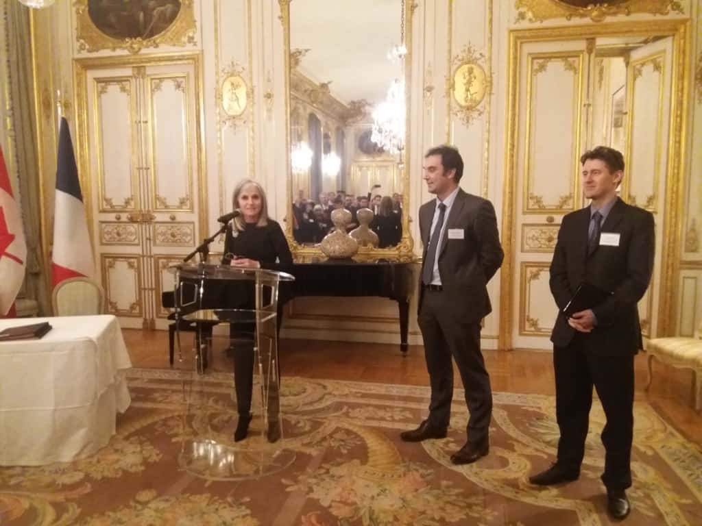 Présente à l'ambassade du Canada à l'occasion de la signature des contrats de partenariats de la société Transpod, porteuse du projet R&D de la technologie Hyperloop à Droux.
