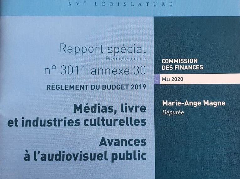 Vous pouvez téléchargez mon rapport spécial sur l’exécution budgétaire 2019 et les conséquences de l’épidémie de covid-19 sur le secteur des Médias, du livre, et des industries culturelles que j'ai présenté en commission des Finances le 3 juin dernier dans le cadre du 