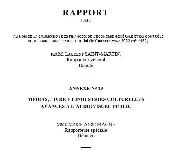 Mon rapport spécial porte sur les crédits de la mission Médias, livre et industries culturelles et sur le compte de concours financiers Avances à l’audiovisuel public.