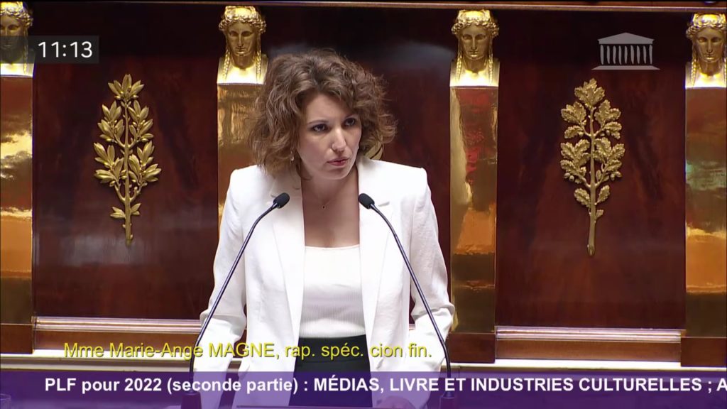 Dans l'hémicycle, ce matin, j'ai présenté les crédits budgétaires de la mission #médias, #livre, industries culturelles et du compte de concours financier avances à l'audiovisuel public dans le cadre de l'examen du projet de loi de finances 2022.